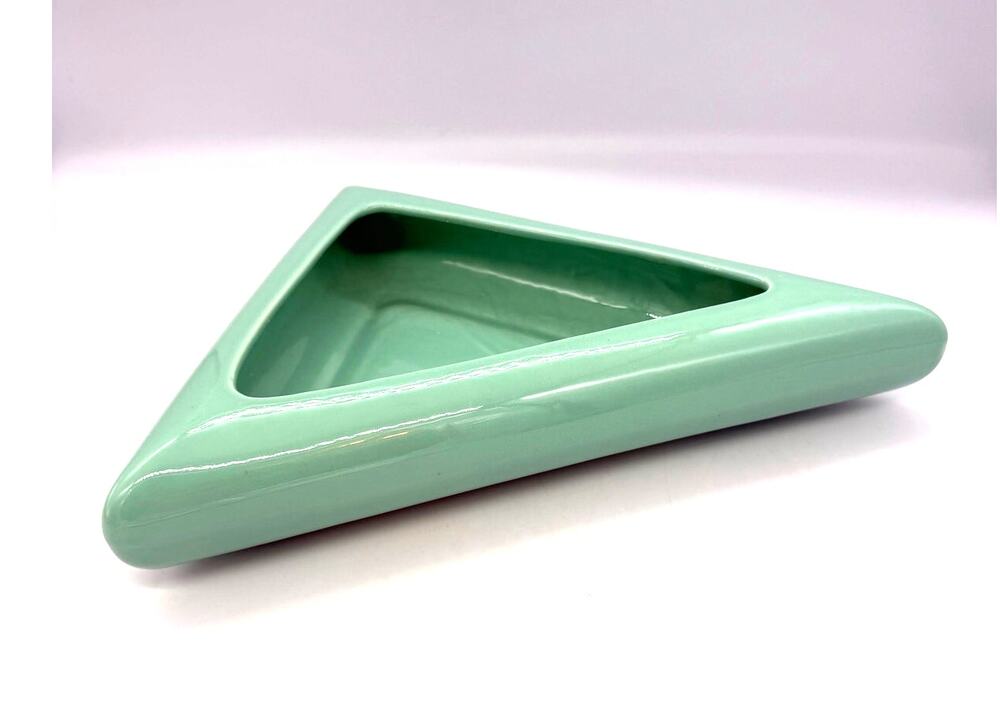 Mid Century Style Triangular Atomic Teal Blue Planter / Dish 11" x 8.5" x 2.5"